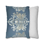 Elegant Teal Damask Pillowcase: Baroque-Inspired Floral Cushion Cover for Luxurious Home Decor