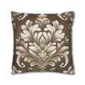 Damask Pillow Cover: Cream Beige Floral on Mocha Brown