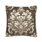 Damask Pillow Cover: Cream Beige Floral on Mocha Brown