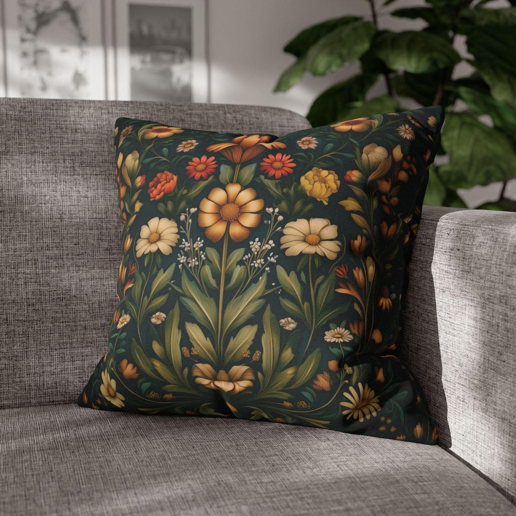 William Morris Throw Pillow Cover - Muted Coral and Leafy Green Florals