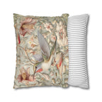 William Morris Hummingbird Pillow Cover: Vintage Style Floral Art, Pastel Green