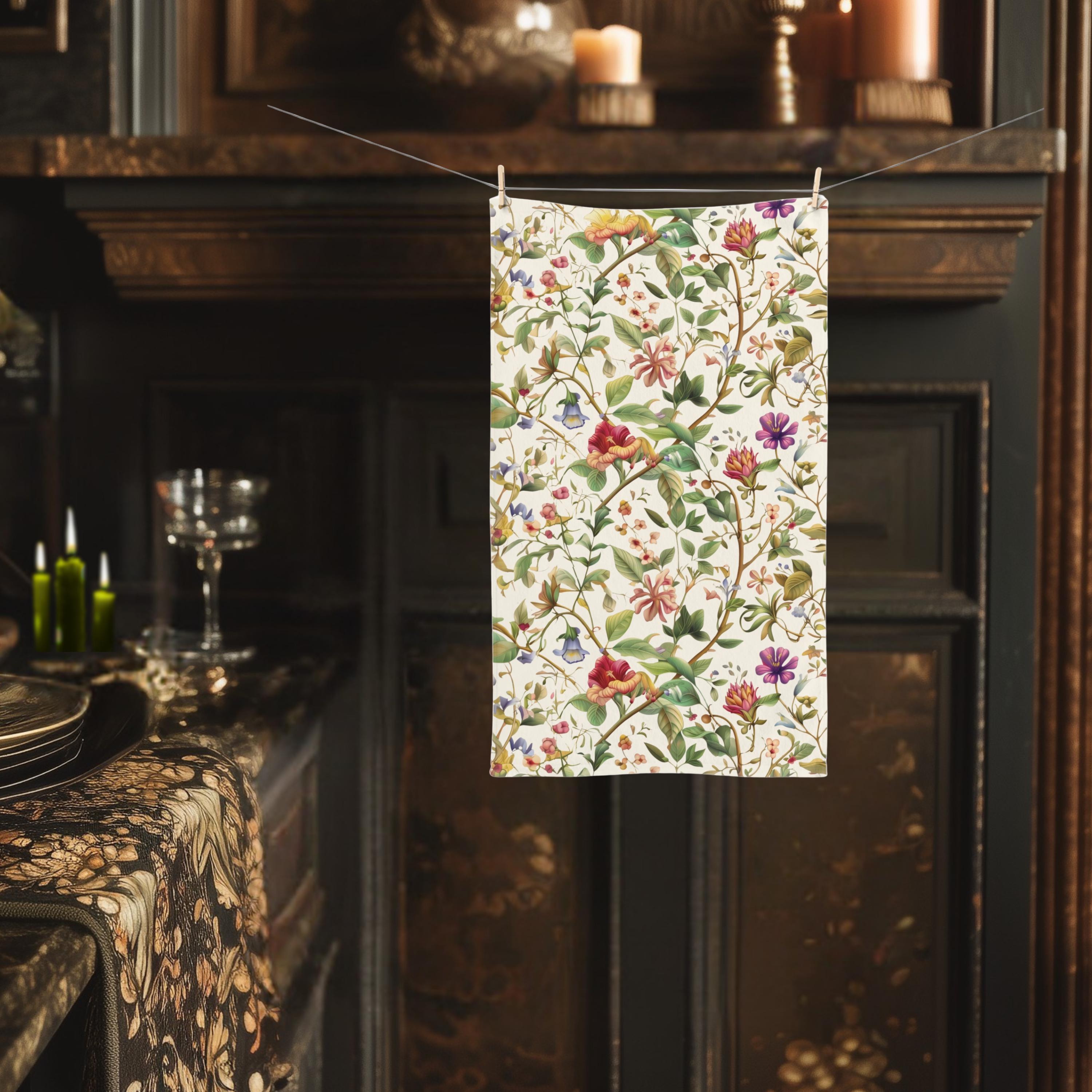William Morris Hand Towel: Vintage Botanicals and Vines on Cream Background