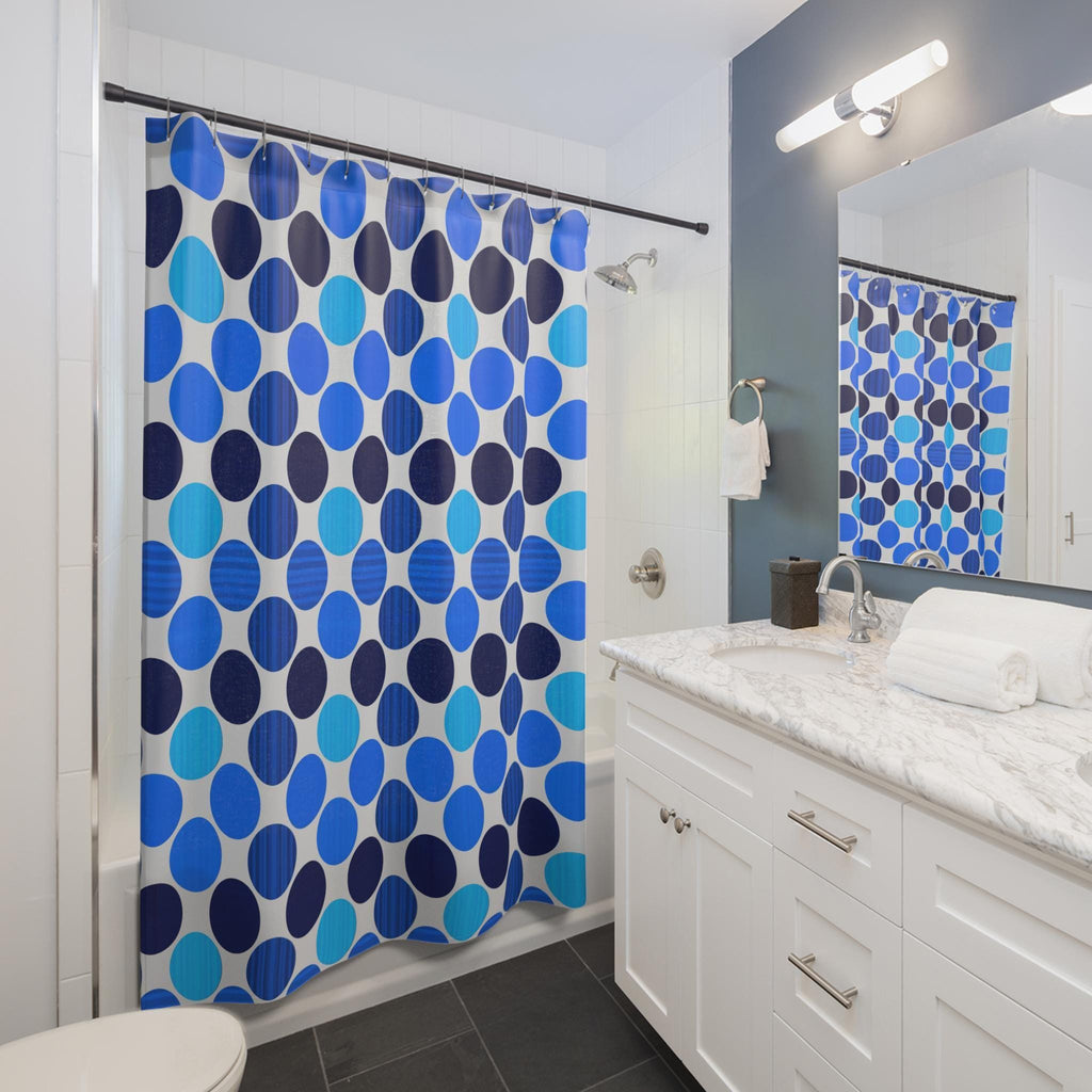 Bauhaus Shower Curtain: Retro Mid Century Modern Polka Dot Bath Decor
