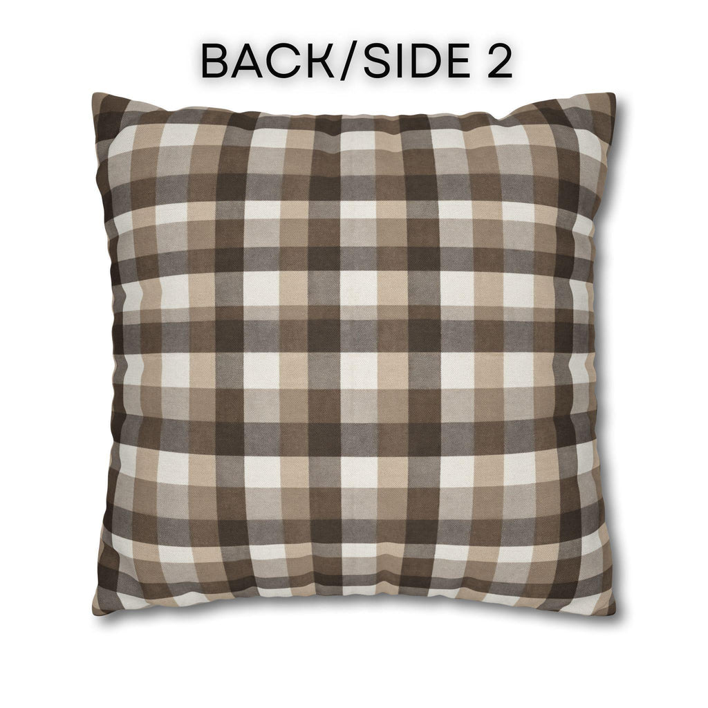 Neutral Brown Gingham Plaid Pillow Cover: Farmhouse Buffalo Check Accent