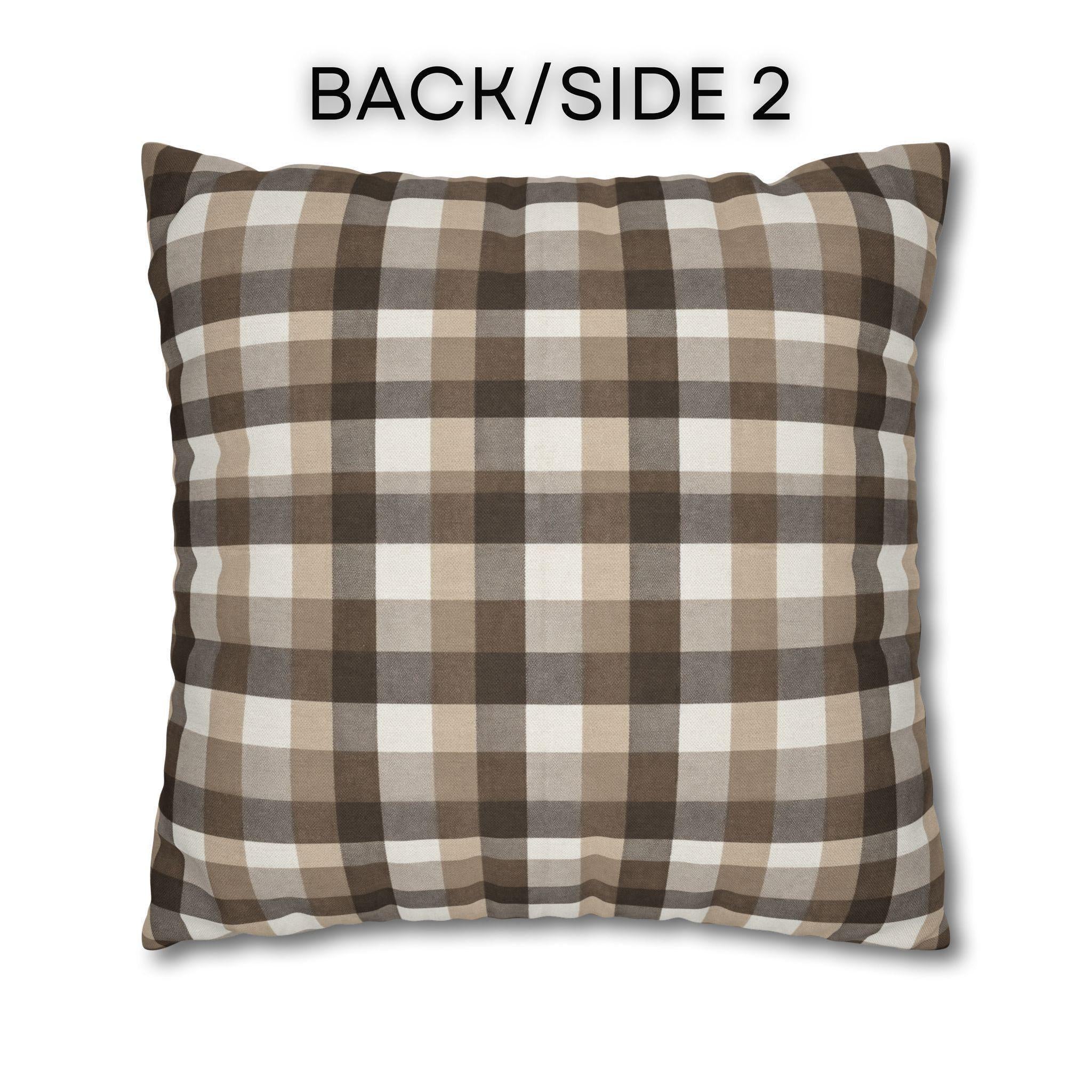 Neutral Brown Gingham Plaid Pillow Cover: Farmhouse Buffalo Check Accent
