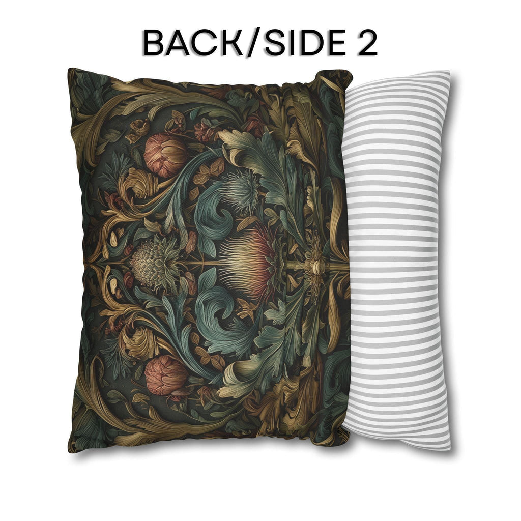 Midnight Morris Pillow Cover: Arts and Crafts Moody Blooms for Autumn