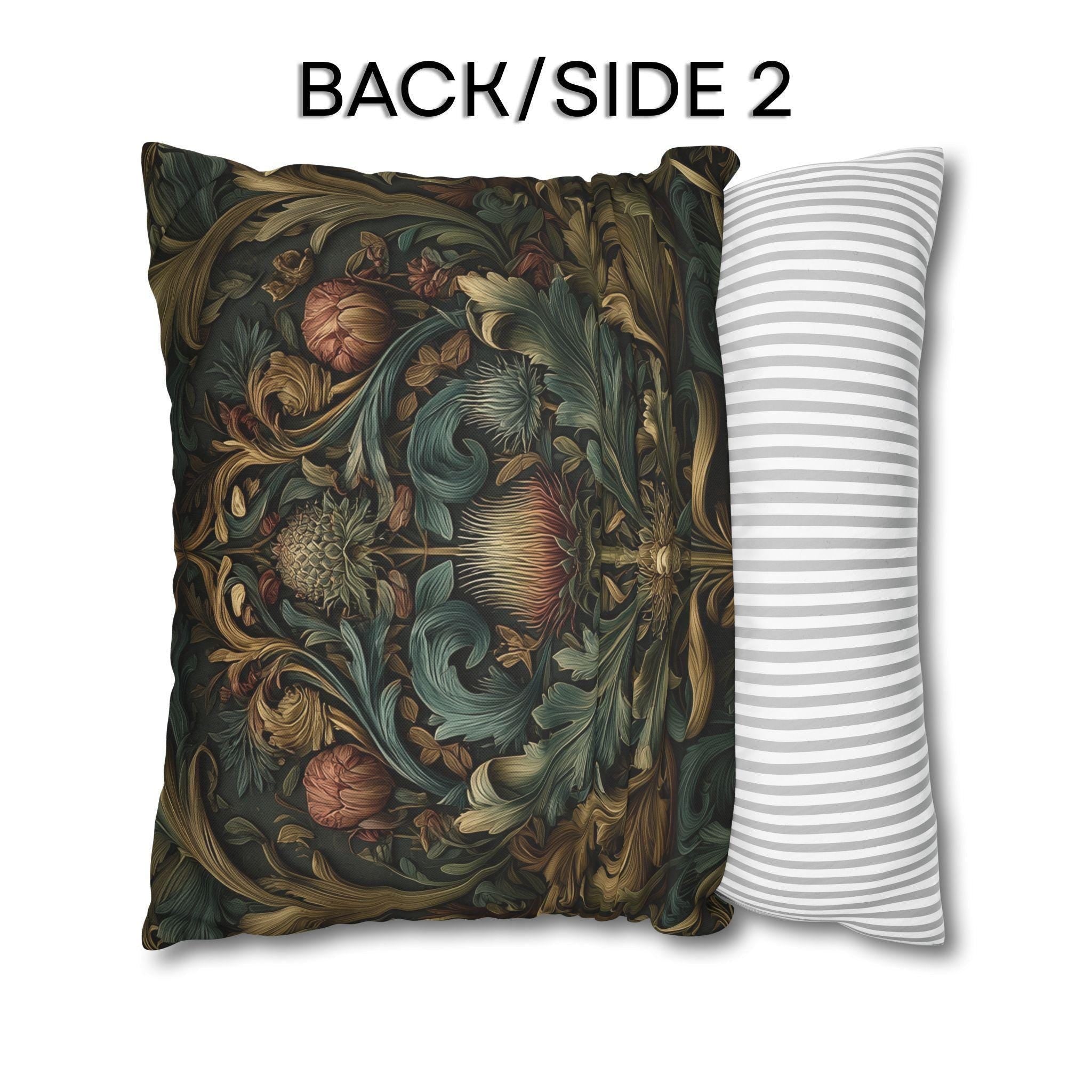 Midnight Morris Pillow Cover: Arts and Crafts Moody Blooms for Autumn