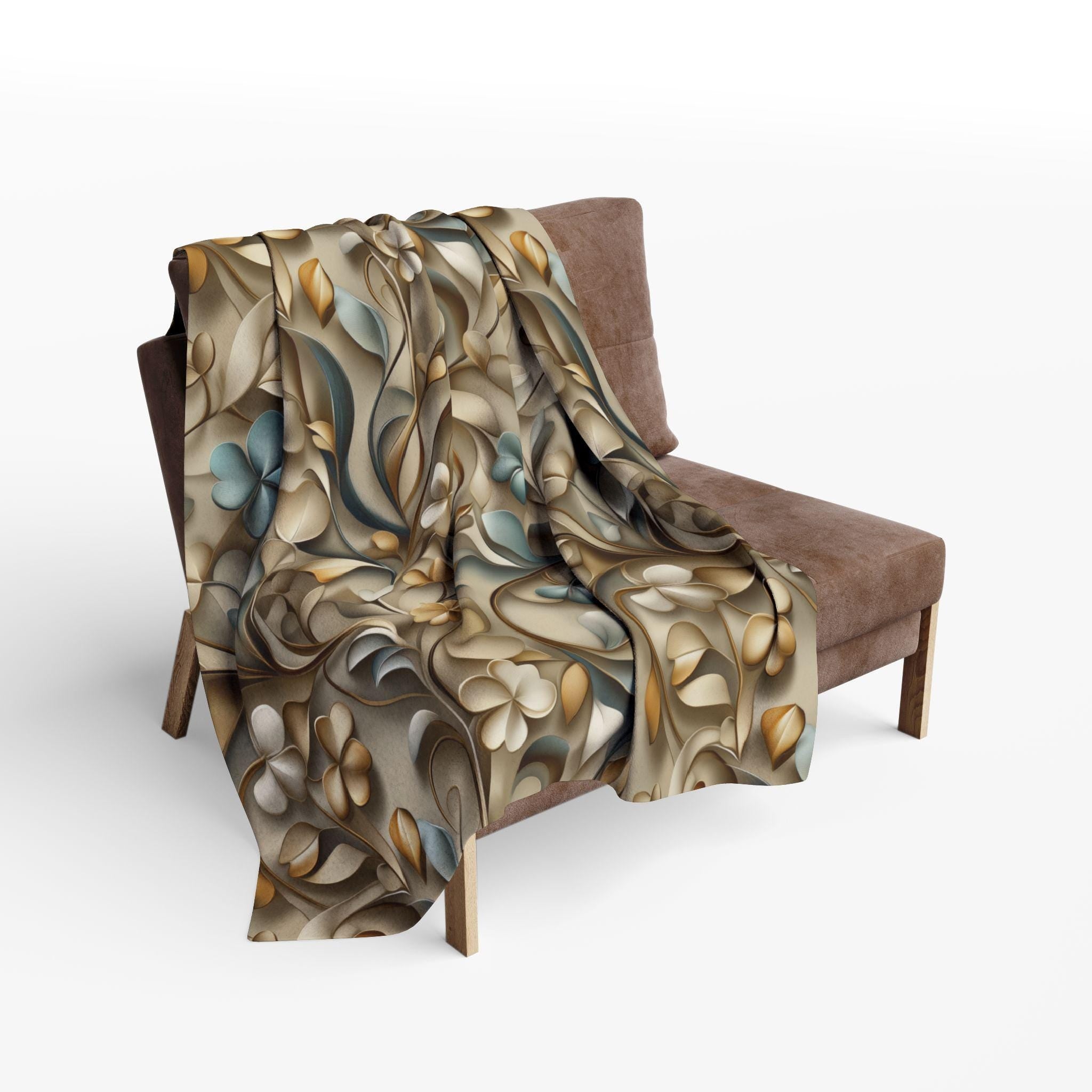 Elegant St. Patrick's Day Shamrock Throw: William Morris Inspired Irish Fleece Blanket for Home Decor