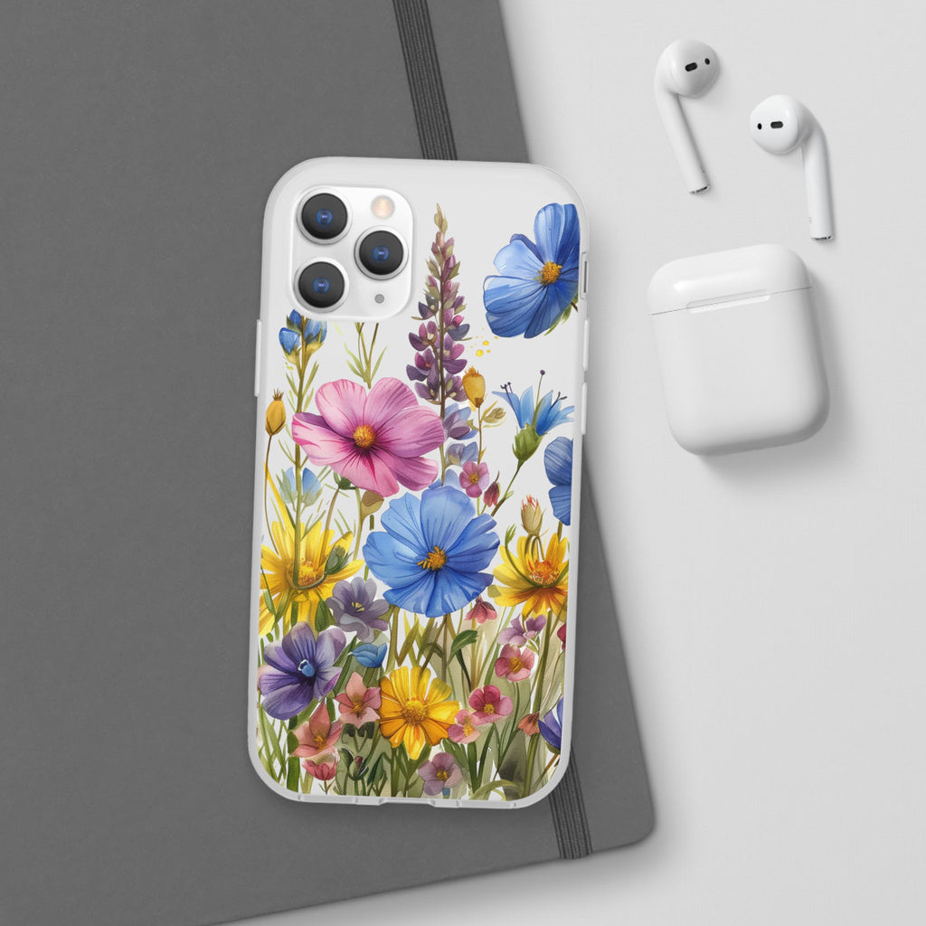 Floral Phone Case: Slim Matte TPU Cover, Wildflower Garden