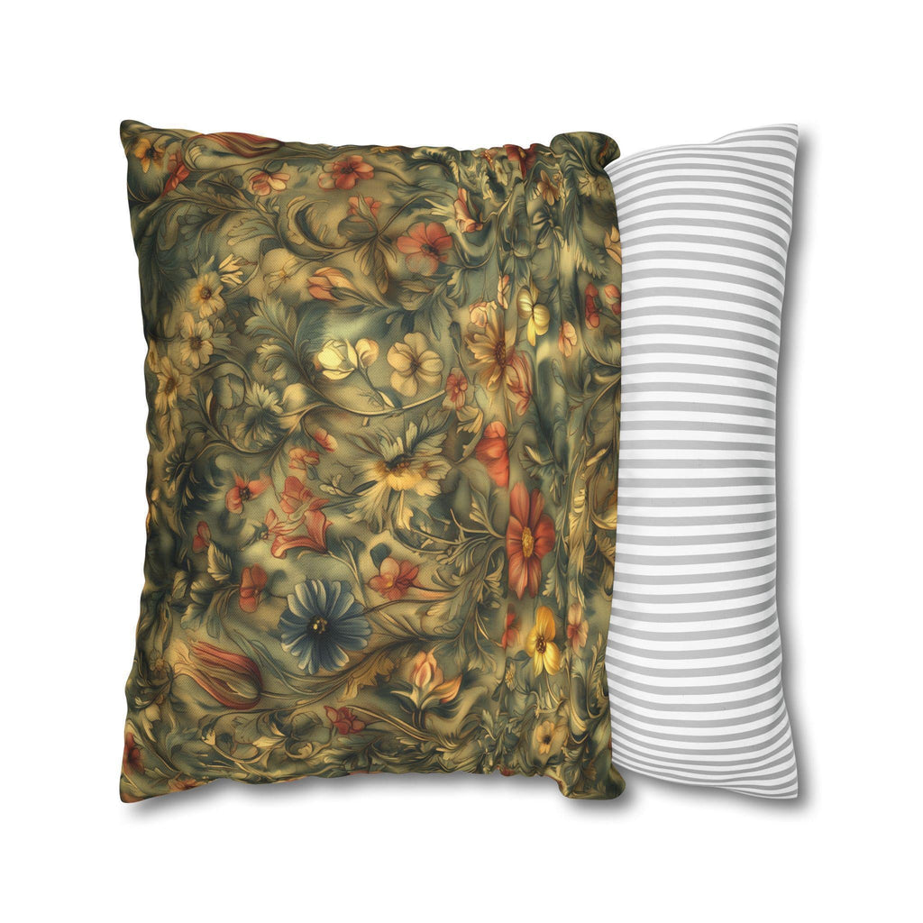 William Morris Botanical Pillow Cover: Jewel Tone Floral Tapestry Arts & Crafts Accent