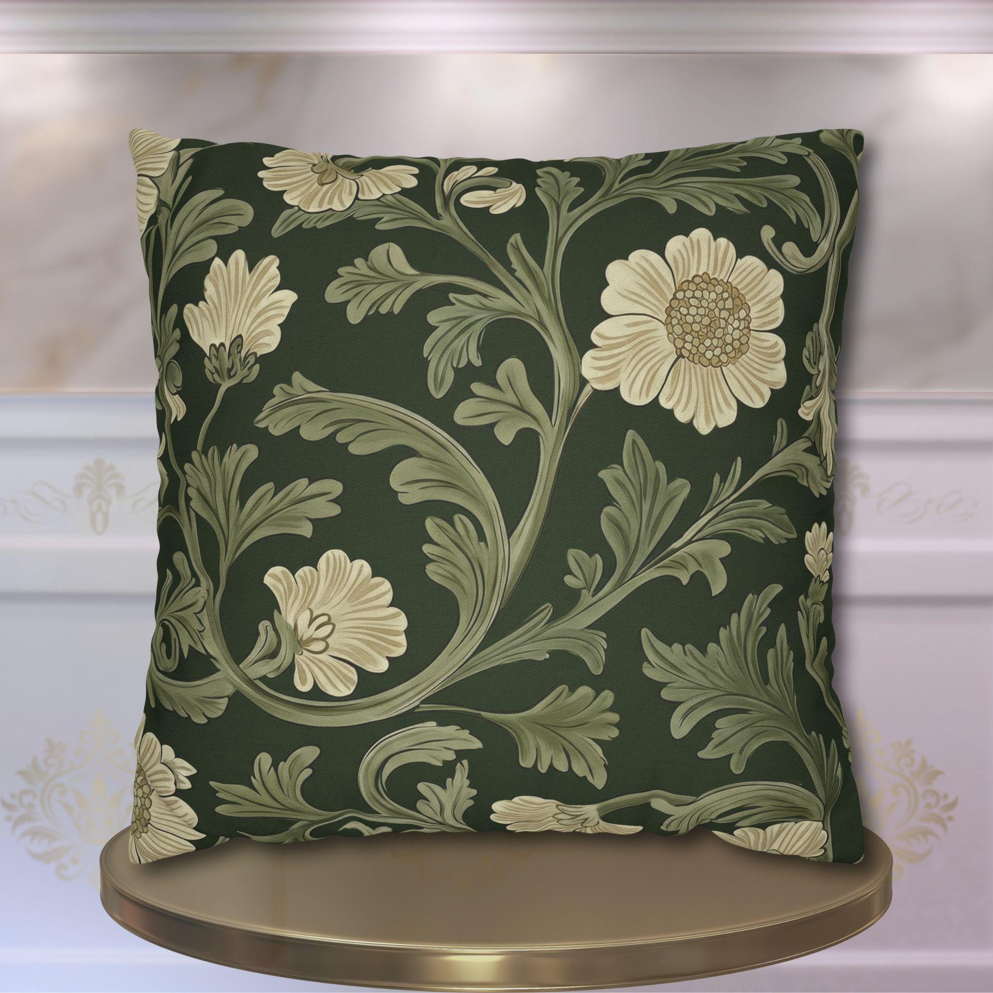 William Morris Pillow Cover: Lodden  Inspired  Sage & Cream Botanicals