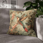 William Morris Botanical Pillow Cover: Sage Blush Teal Hummingbird Arts & Crafts Accent