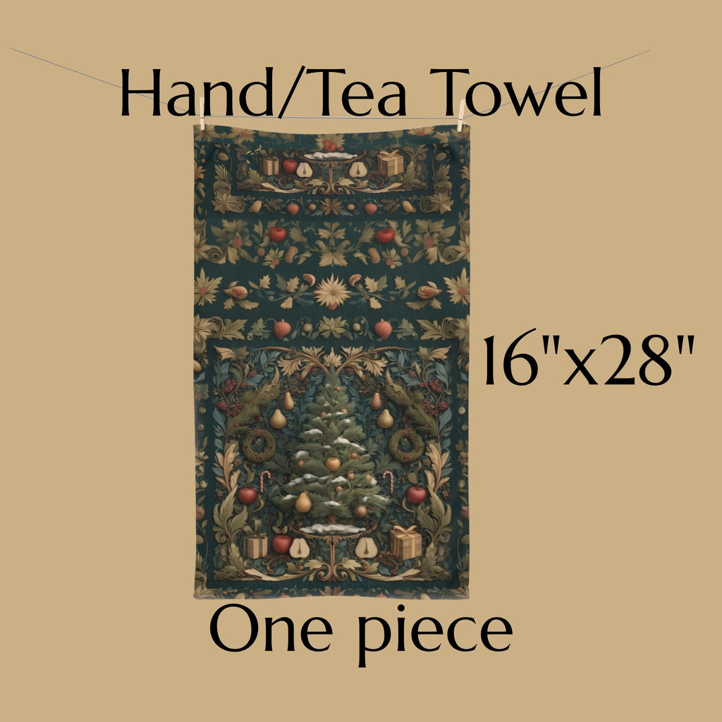William Morris Christmas Tree Hand Towel: Vintage Style Holiday Tea Towel