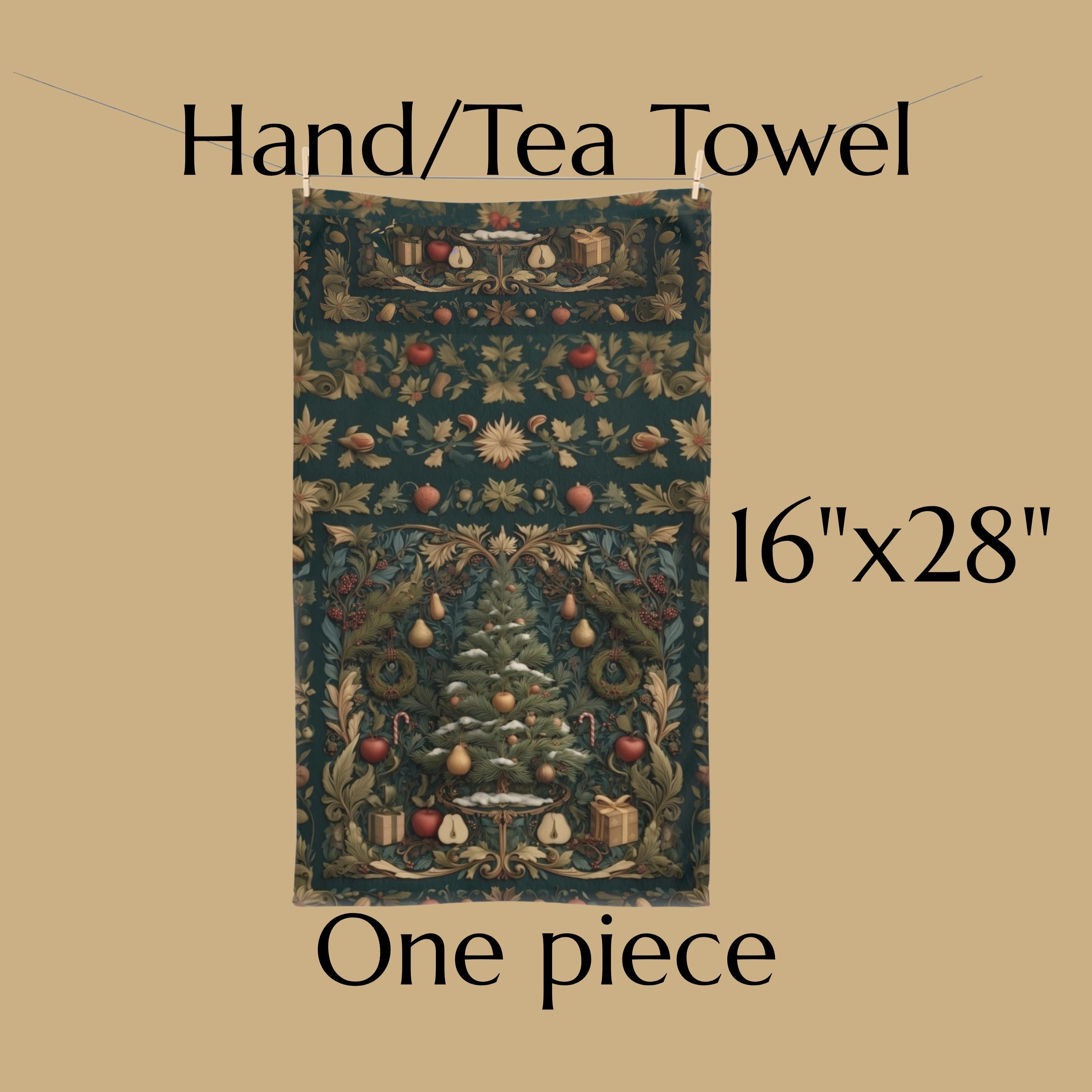 William Morris Christmas Tree Hand Towel: Vintage Style Holiday Tea Towel
