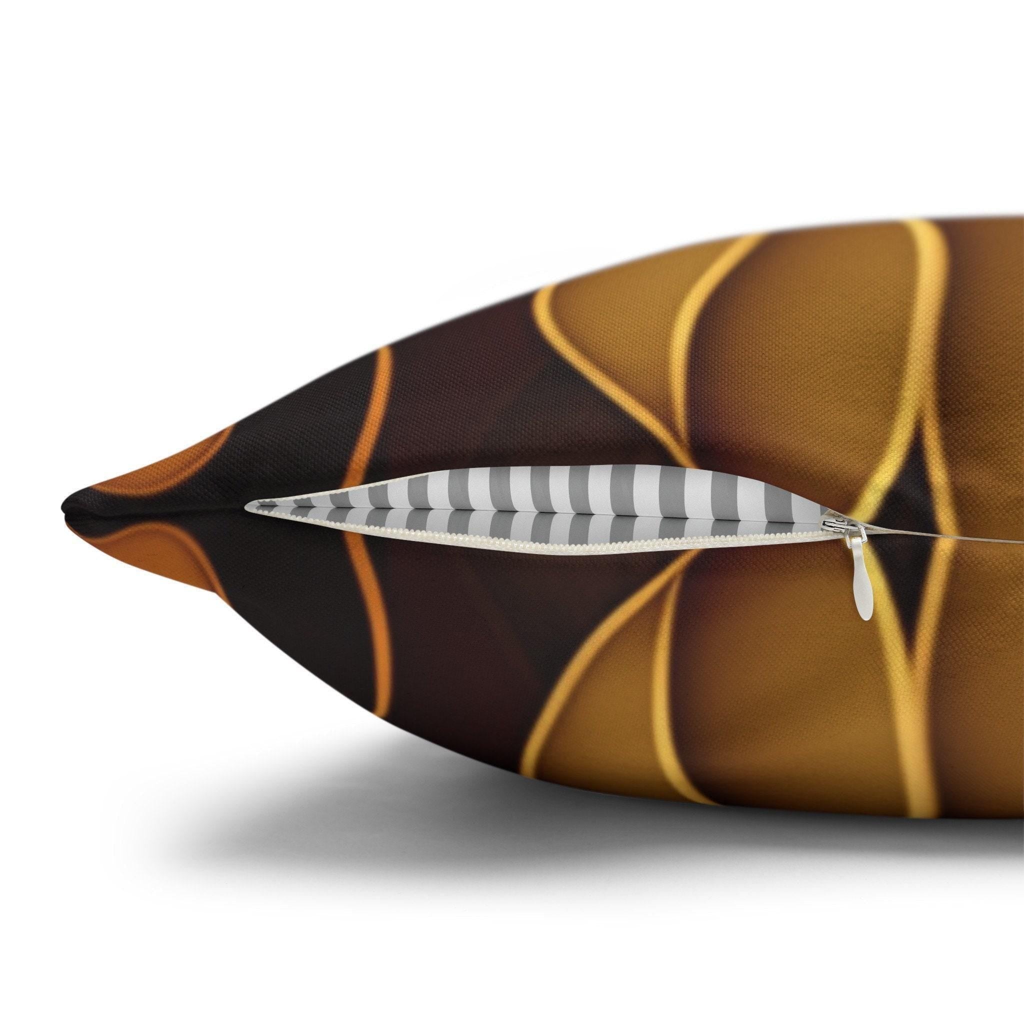 Autumnal Leaves Throw Pillow Cover: Orange and Gold Foliage on Rich Brown Background