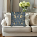 William Morris Pillow Cover: Charcoal Blue Ivory Vintage Pimpernel Reconstructed