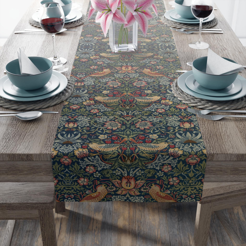 Strawberry Thief Heritage Table Runner: William Morris Classic Reimagined
