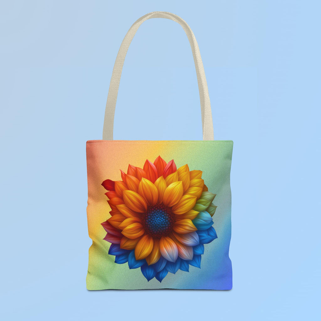 Vibrant Sunflower Rainbow Tote: Eco-Friendly Floral Market Bag for Nature Lovers & Beach Trips