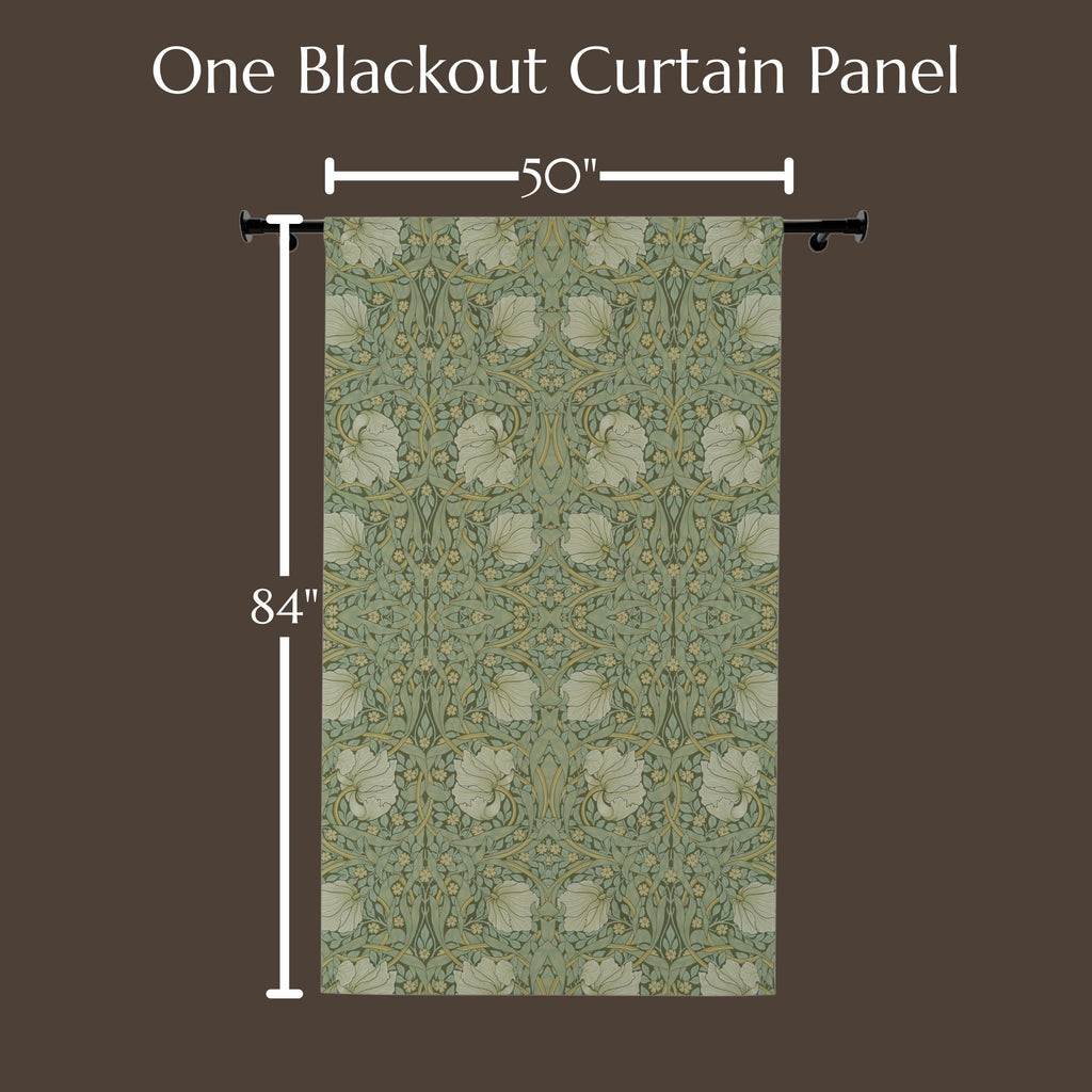 Blackout Curtain Panel: William Morris Pimpernel - Sage Green, Vintage Style