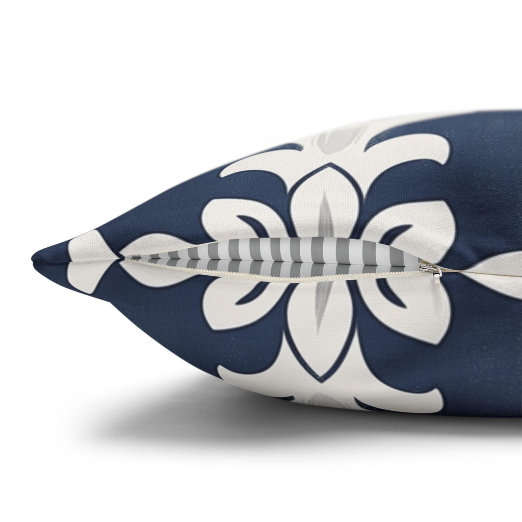 Bold Damask Pattern Pillow Cover, Navy Blue & White Elegant Home Decor