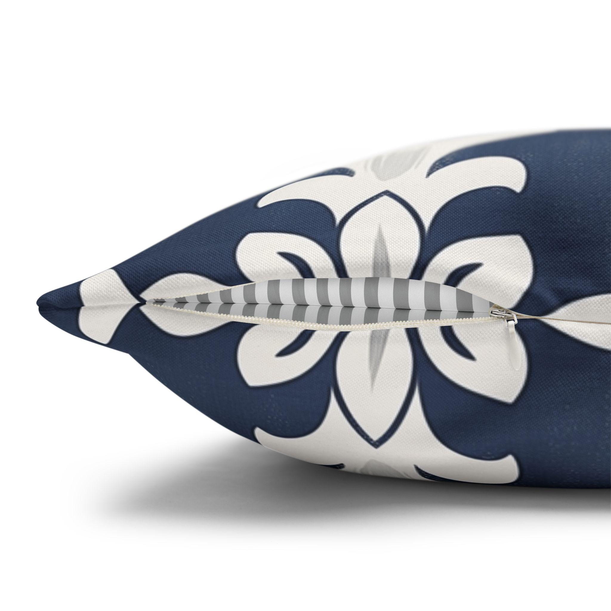 Bold Damask Pattern Pillow Cover, Navy Blue & White Elegant Home Decor