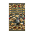 William Morris Autumn Hand Towel: Botanical Thanksgiving Turkey Decor, Grey-Blue and Gold
