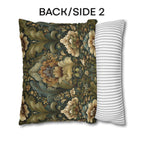 Botanical Damask Throw Pillow Cover: Moody Sage, Teal and Cream Floral