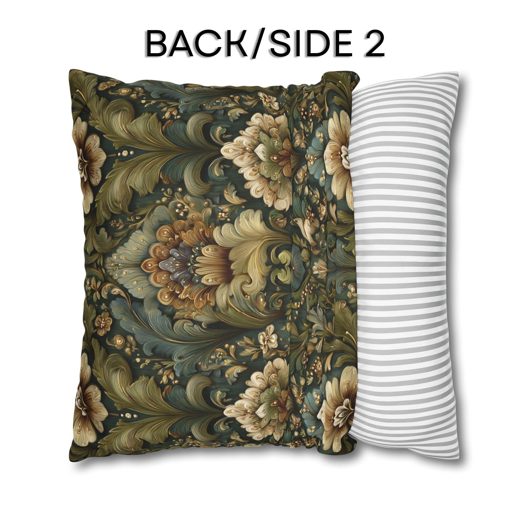 Botanical Damask Throw Pillow Cover: Moody Sage, Teal and Cream Floral