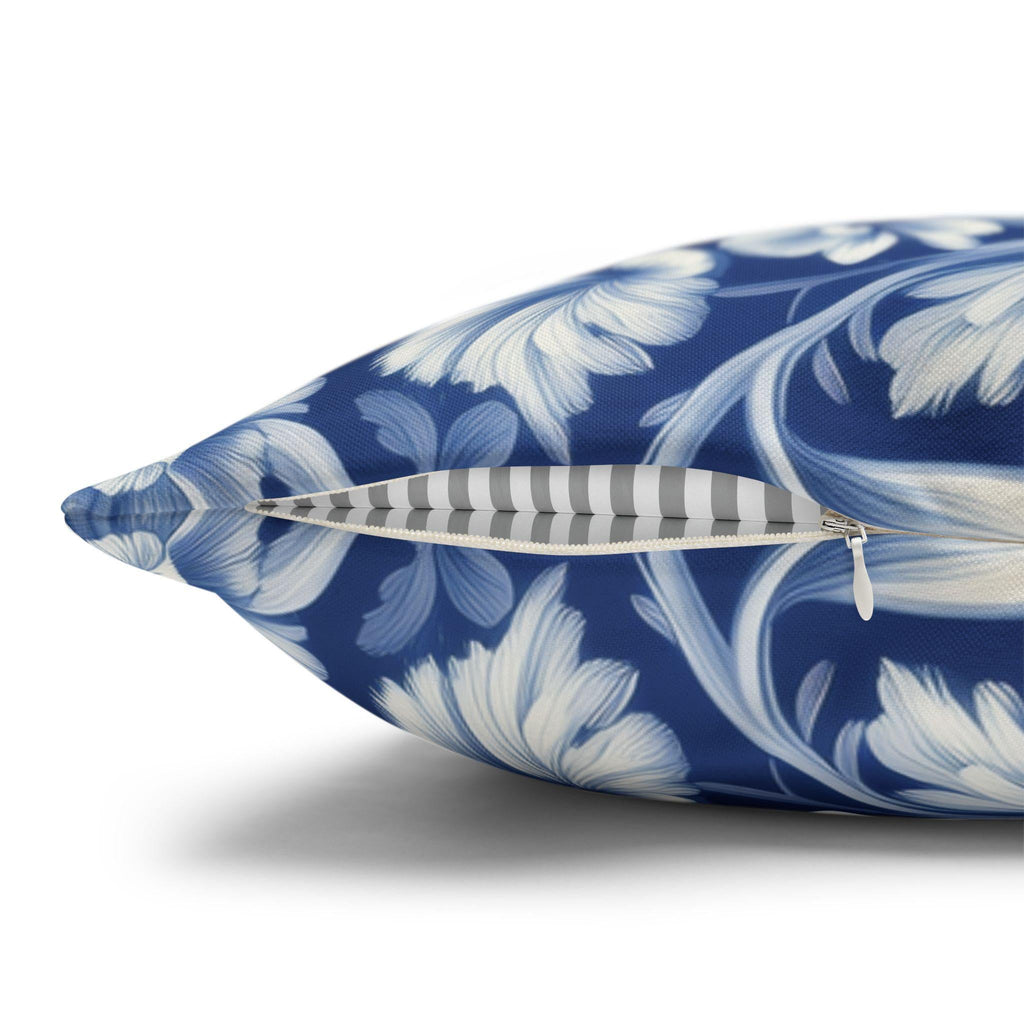 William Morris Inspired Elephant Pillow Cover: Blue & White Botanical Tapestry Cushion Case