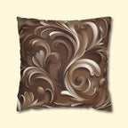 Elegant Floral Baroque Pillow Cover: Mocha Swirl Decorative Accent Cushion Sham for Sofa Pillow