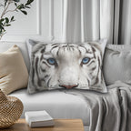 White Tiger Lumbar Pillow: Jungle Safari Accent Cushion