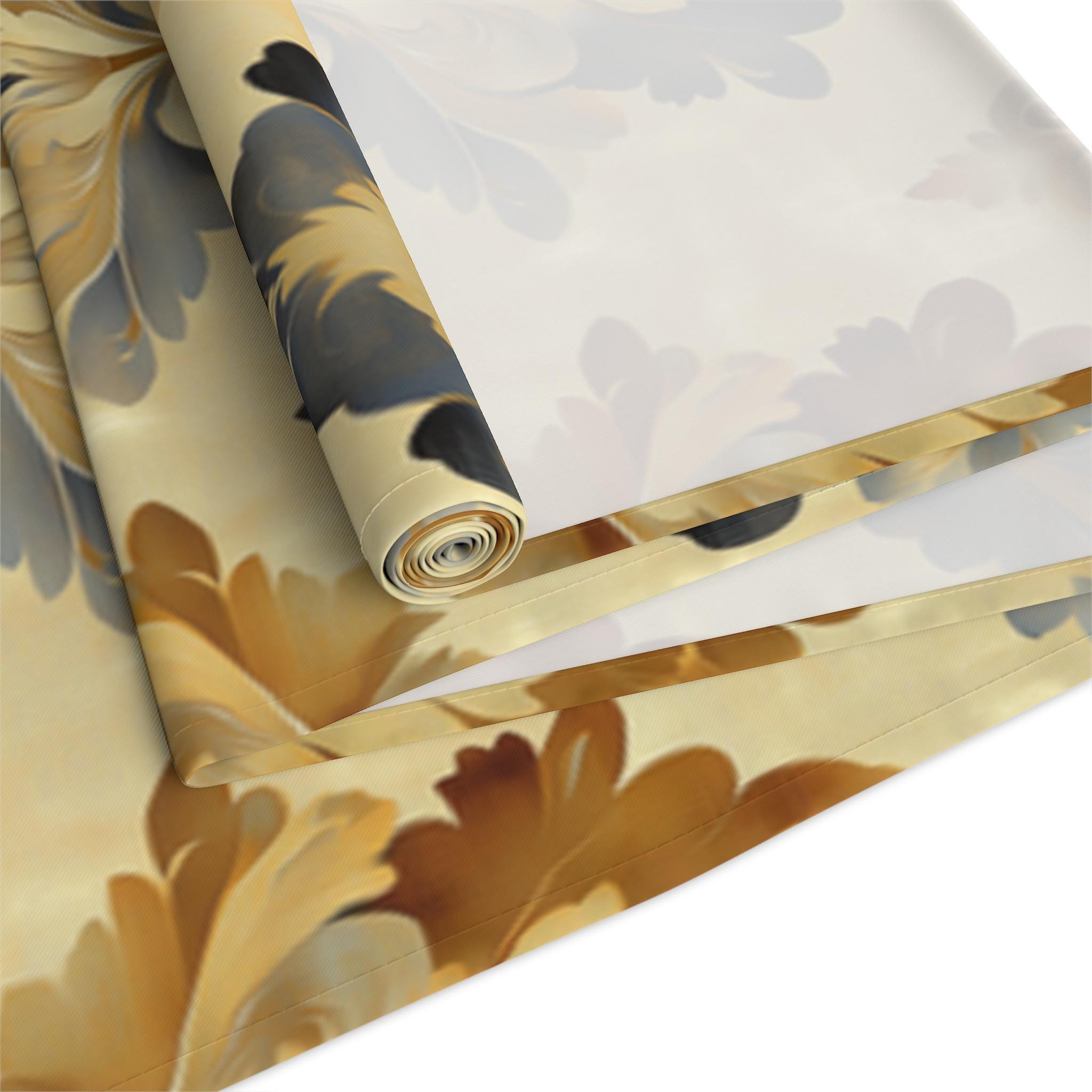 French Farmhouse Damask Table Runner: Elegant Dining Decor