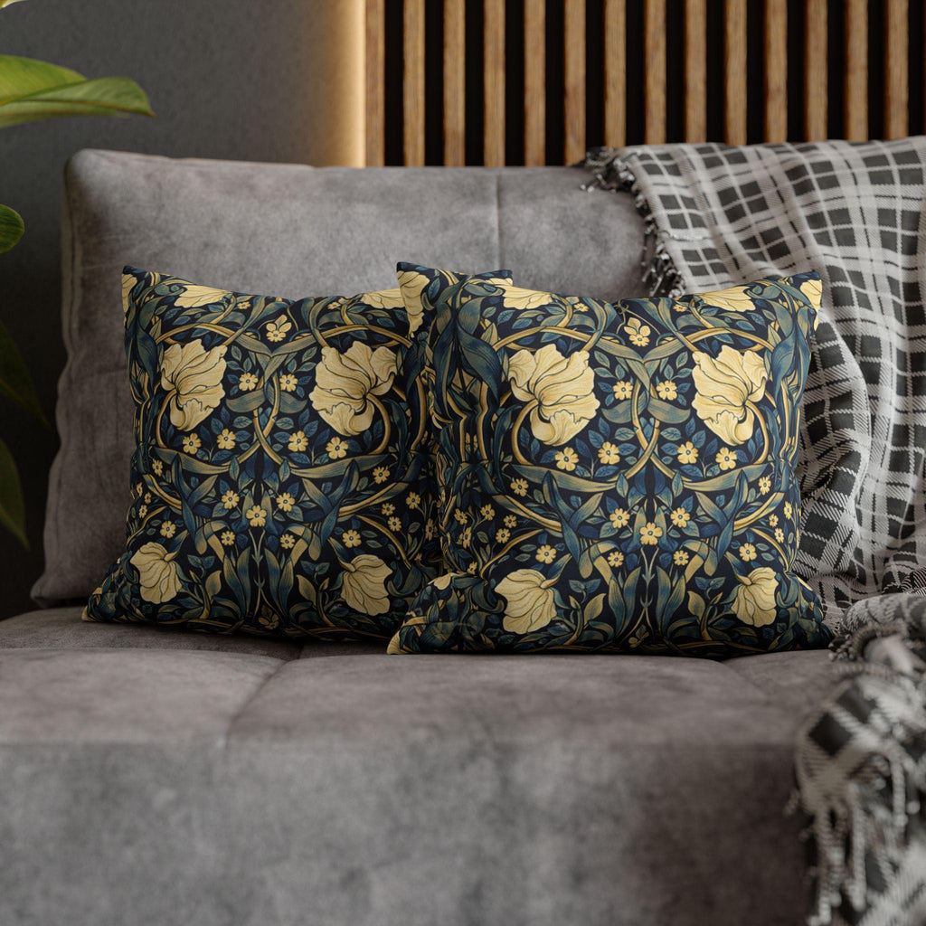William Morris Pillow Cover: Navy Blue Champagne Vintage Pimpernel Reconstructed