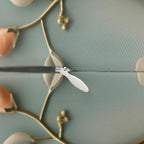 Serene Chinoiserie Lumbar Pillow: Pastel Blue-Green Birds & Blooms 3D Nature-Inspired Accent Cushion