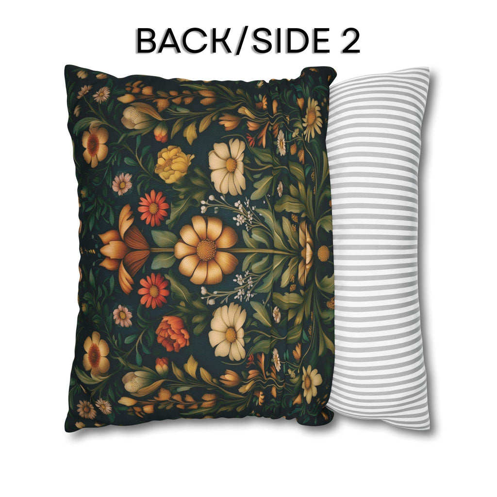 William Morris Throw Pillow Cover - Muted Coral and Leafy Green Florals