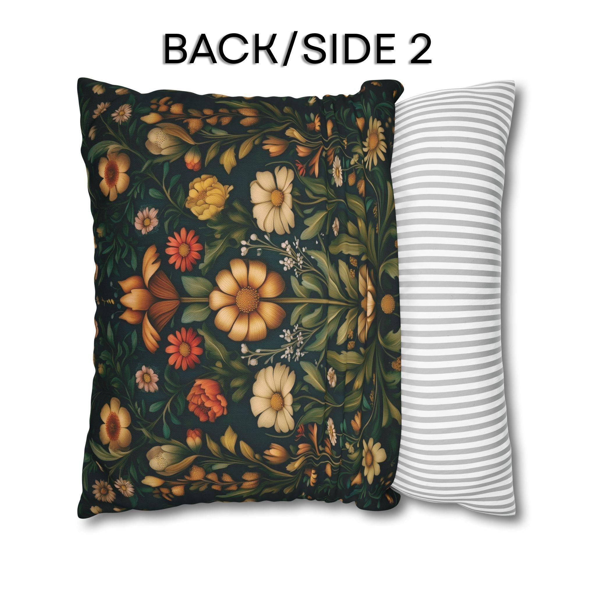 William Morris Throw Pillow Cover - Muted Coral and Leafy Green Florals