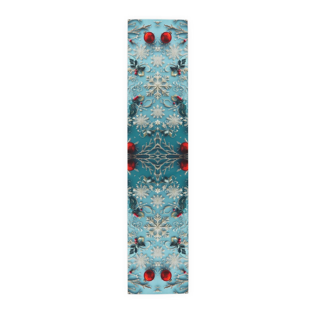 Winter Wonderland Table Runner Blue Aqua & Red Christmas Dining Holiday Centerpiece Festive Design