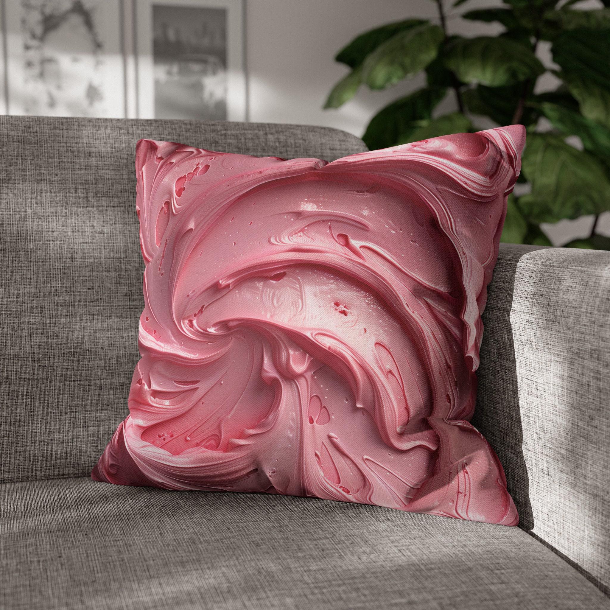 Strawberry Frosting Pillow Cover, Pink Cake Design, Sweet Home Decor