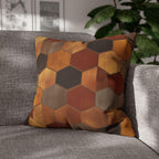 Geometric Hexagon Pillow Cover: Earth Tone Cushion for Modern, Rustic, Mid-Century Decor