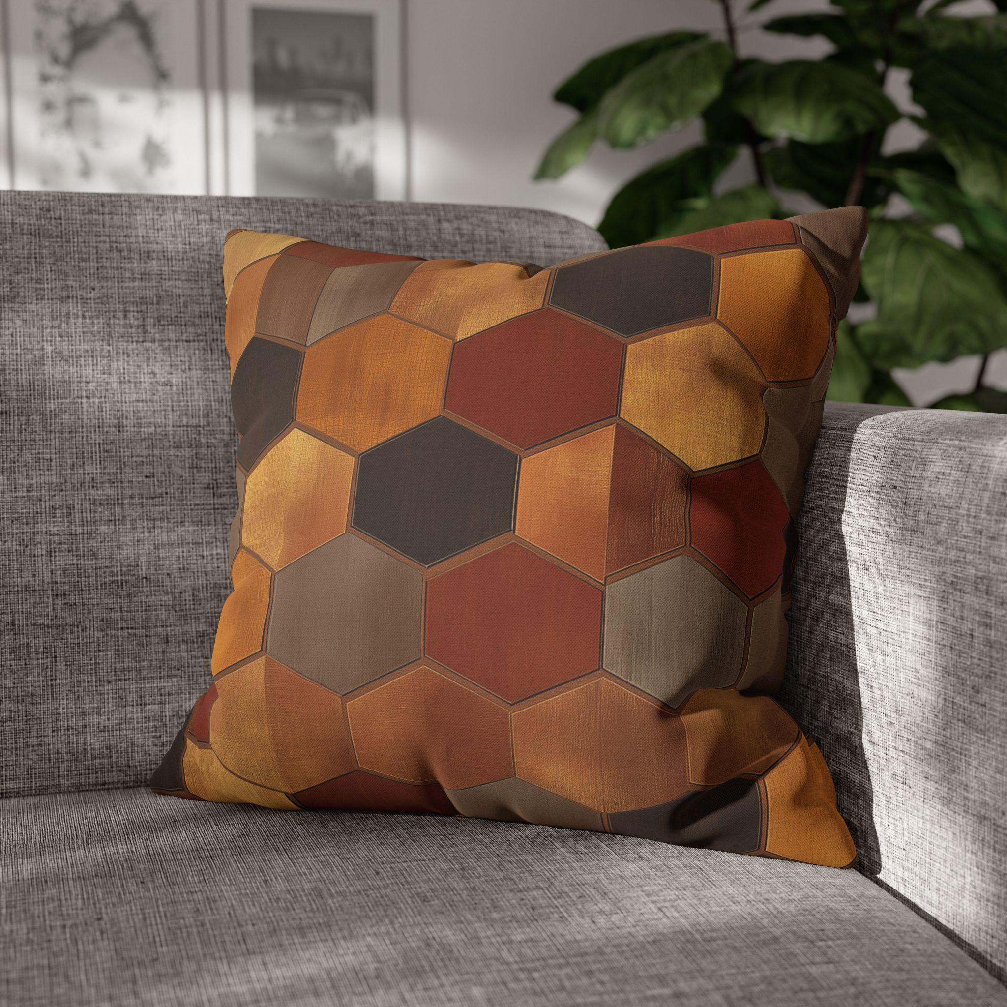 Geometric Hexagon Pillow Cover: Earth Tone Cushion for Modern, Rustic, Mid-Century Decor