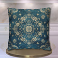 Vintage Teal Medallion Pillow Cover: Persian Rug Print Cushion