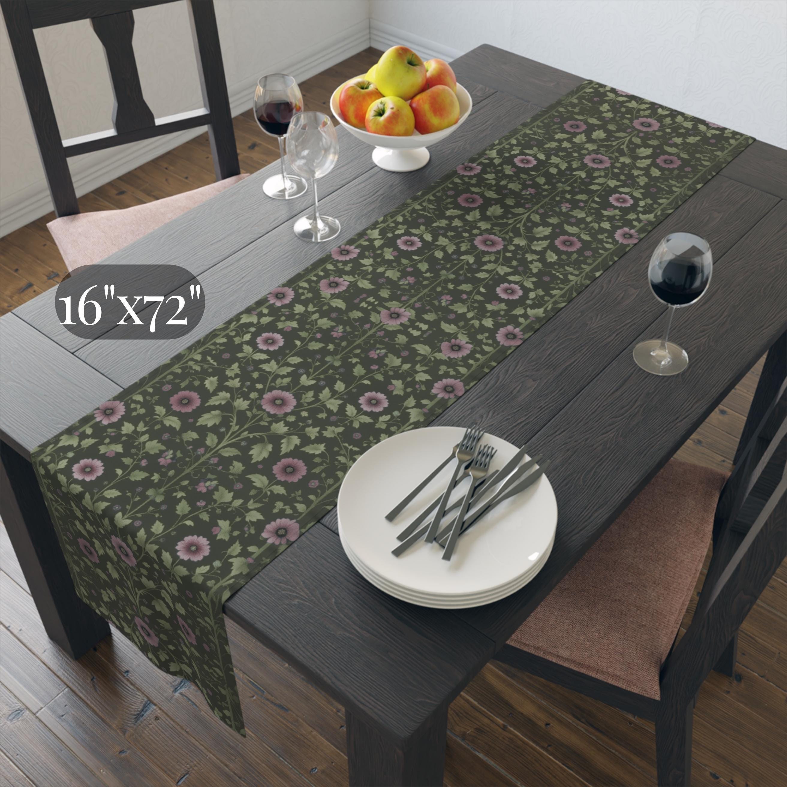 Elegant William Morris Arts and Crafts Floral Table Runner: 7 Colorway Choices