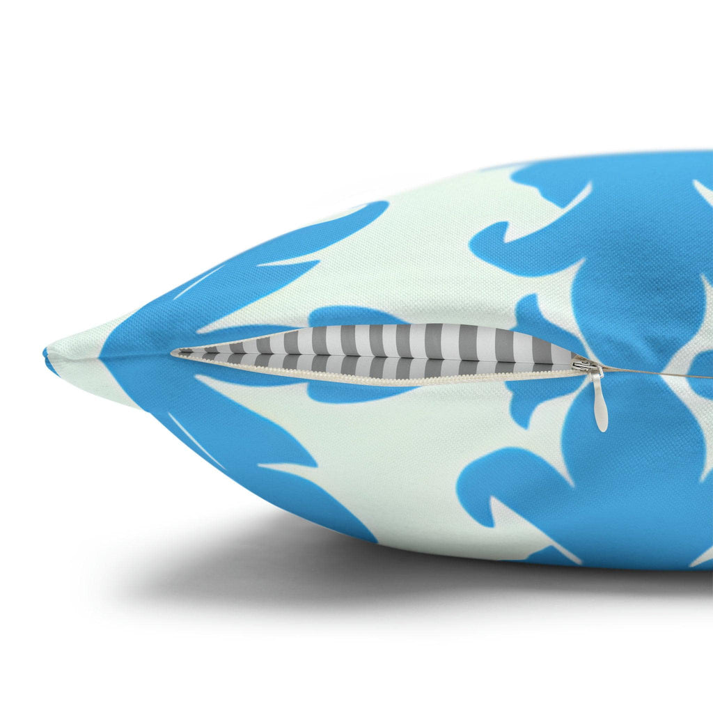 Art Nouveau Pillow Cover: Aqua Blue Floral Throw Pillow