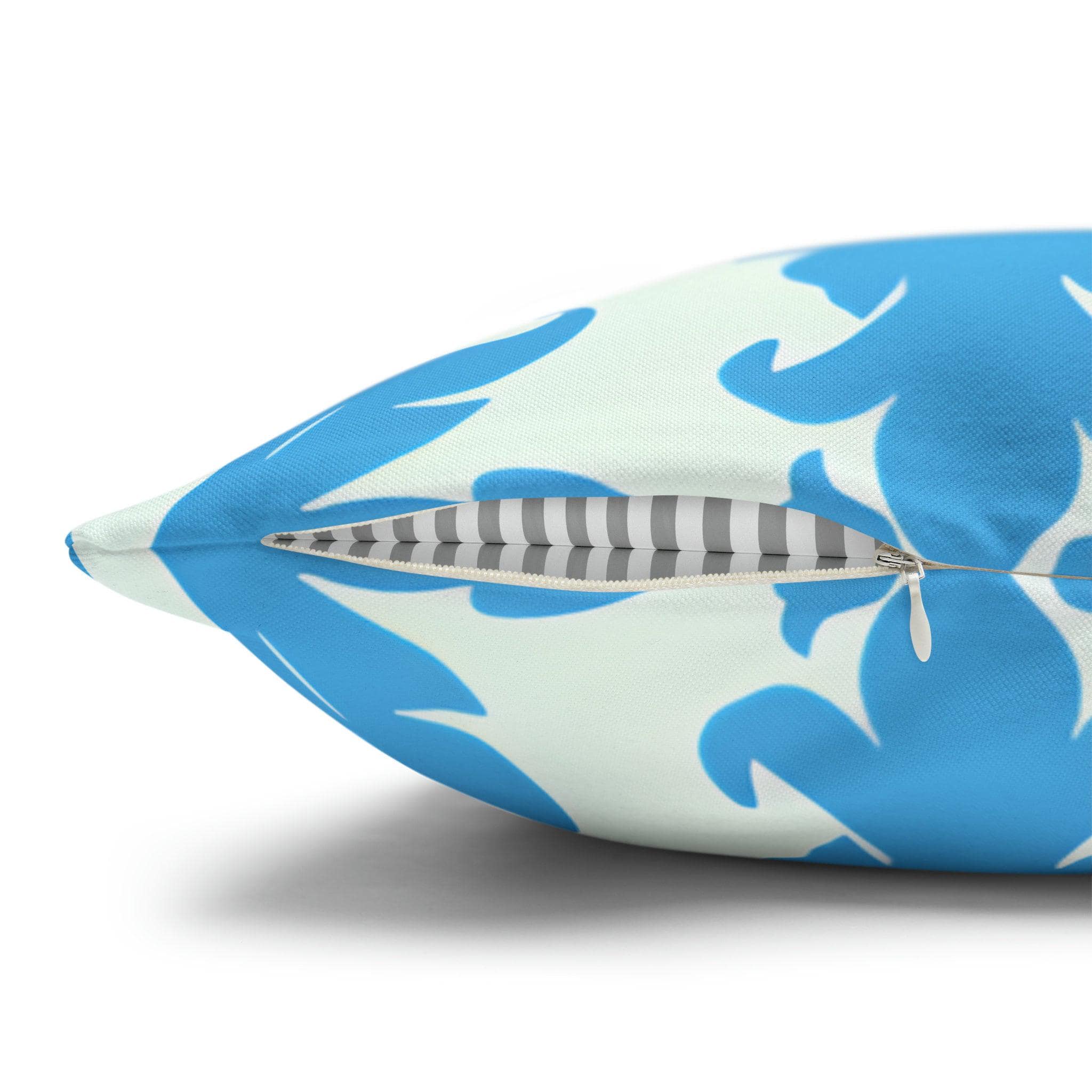 Art Nouveau Pillow Cover: Aqua Blue Floral Throw Pillow