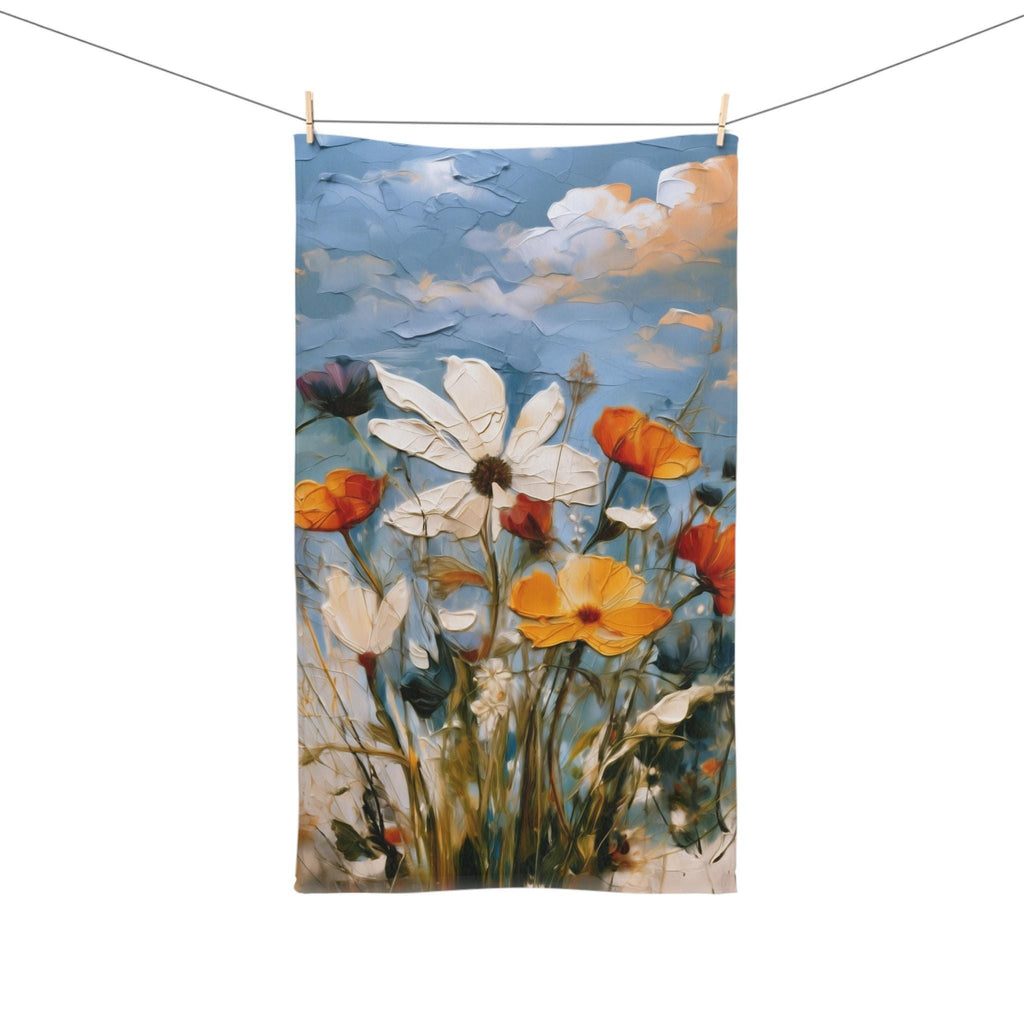Vintage Inspired Fall Wildflower Hand Towel: Oil Painting Style (16" x 28")