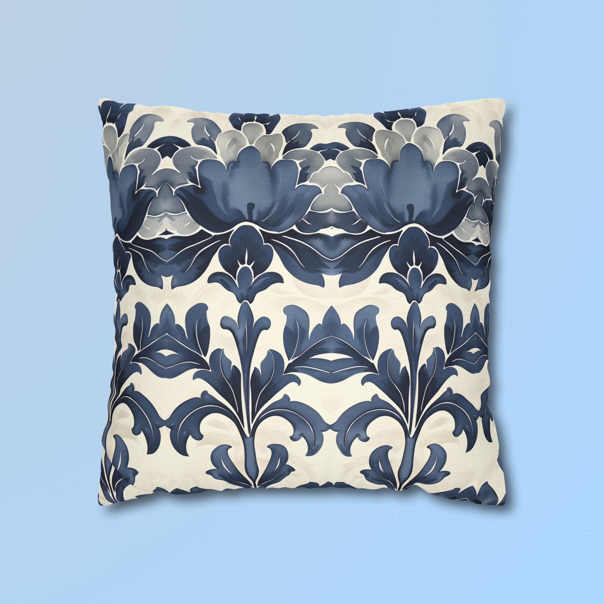 Blue Floral Throw Pillow Cover: French Country Farmhouse Decor