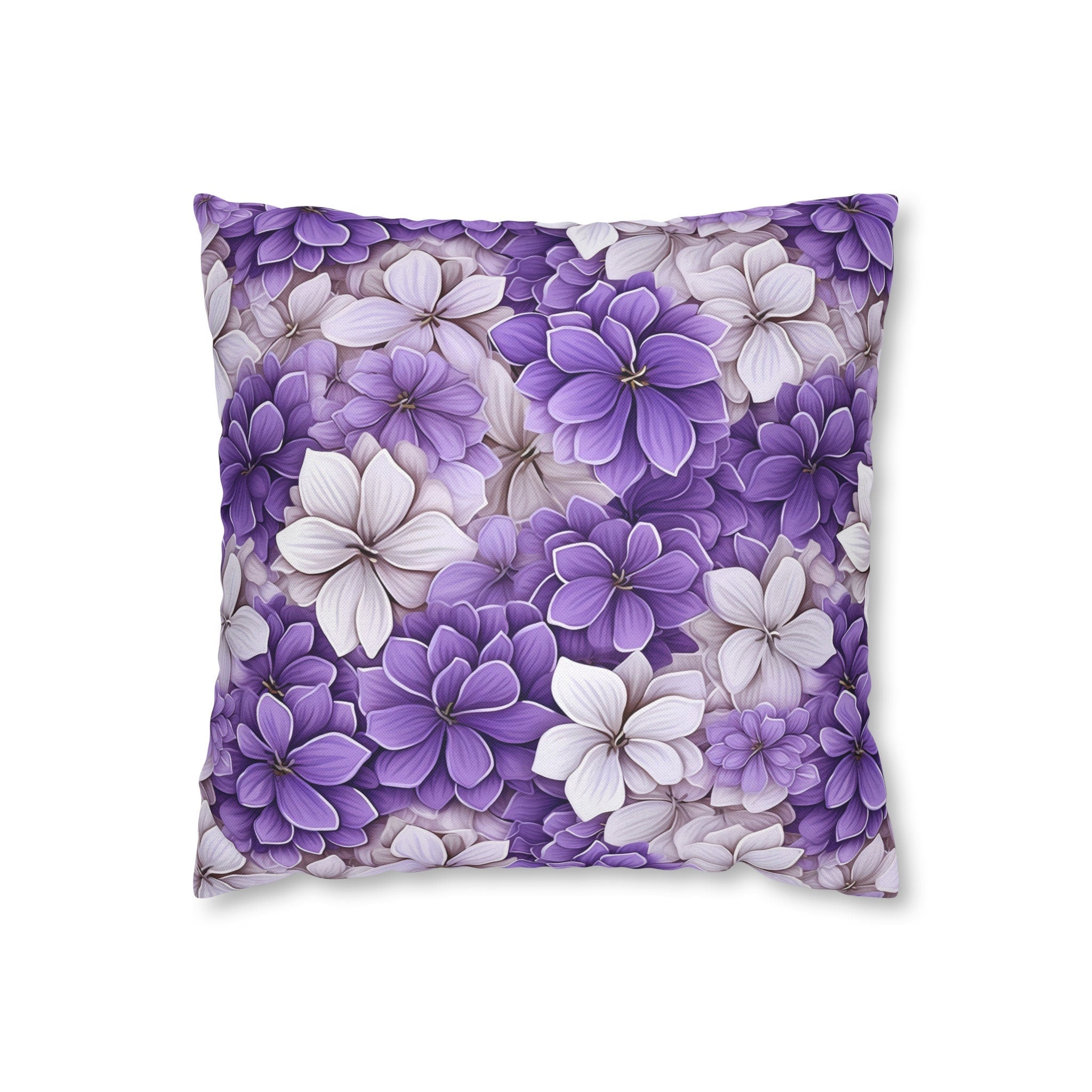 Elegant Purple & White Hydrangea Throw Pillow Cover - Floral Home Decor Accent