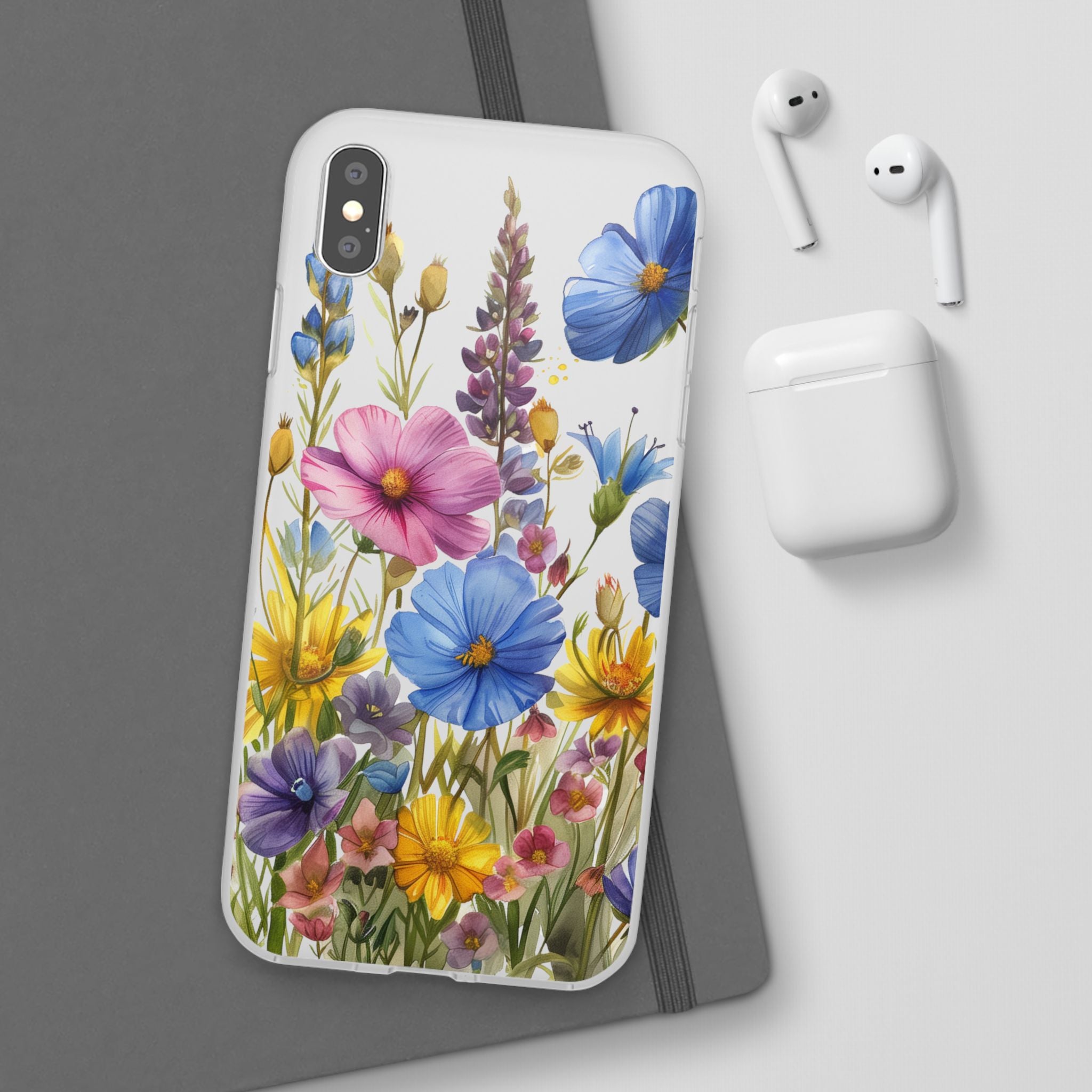 Floral Phone Case: Slim Matte TPU Cover, Wildflower Garden