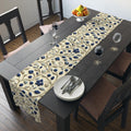 William Morris Inspired Navy & Taupe Floral Table Runner: Elegant Botanical Dining Decor