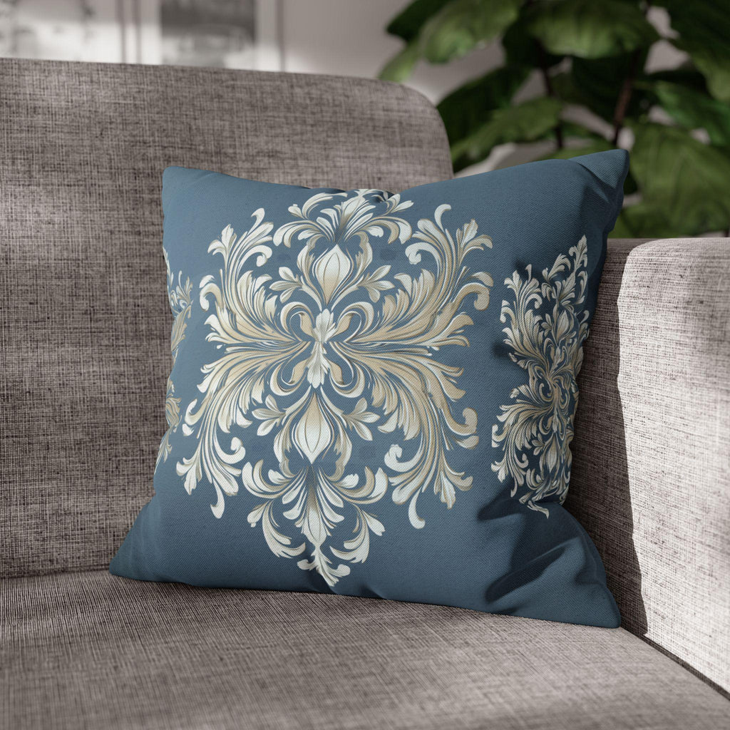 Elegant Teal Damask Pillowcase: Baroque-Inspired Floral Cushion Cover for Luxurious Home Decor